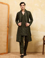 Dark Green Viscose Silk Thread Work Embroidered Kurta Dupatta Set