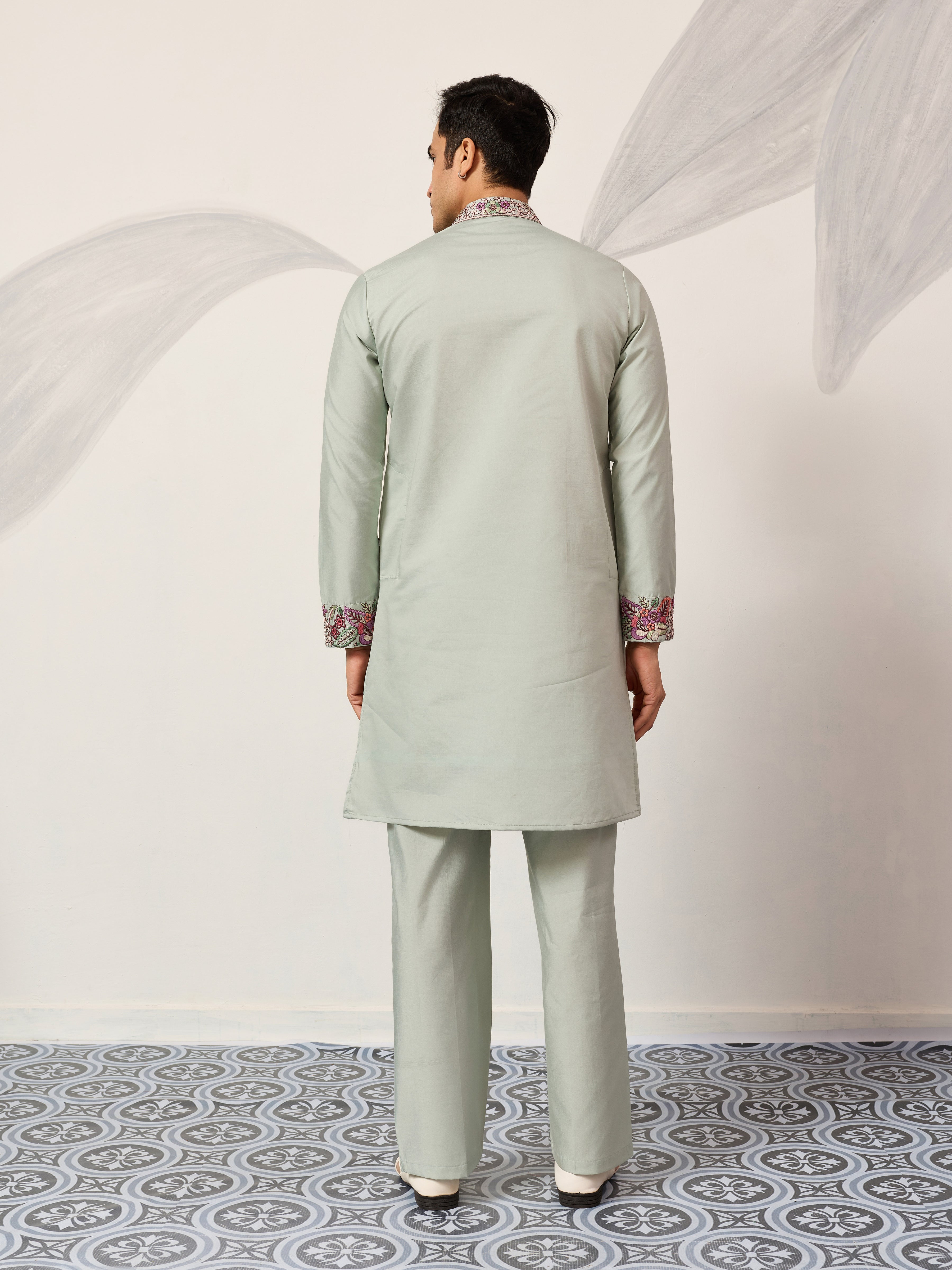 Pista Green Kurta Pant Set for Wedding & Festive Wear