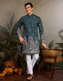 Wedding Special Elegant Festive Green Kurta for Men