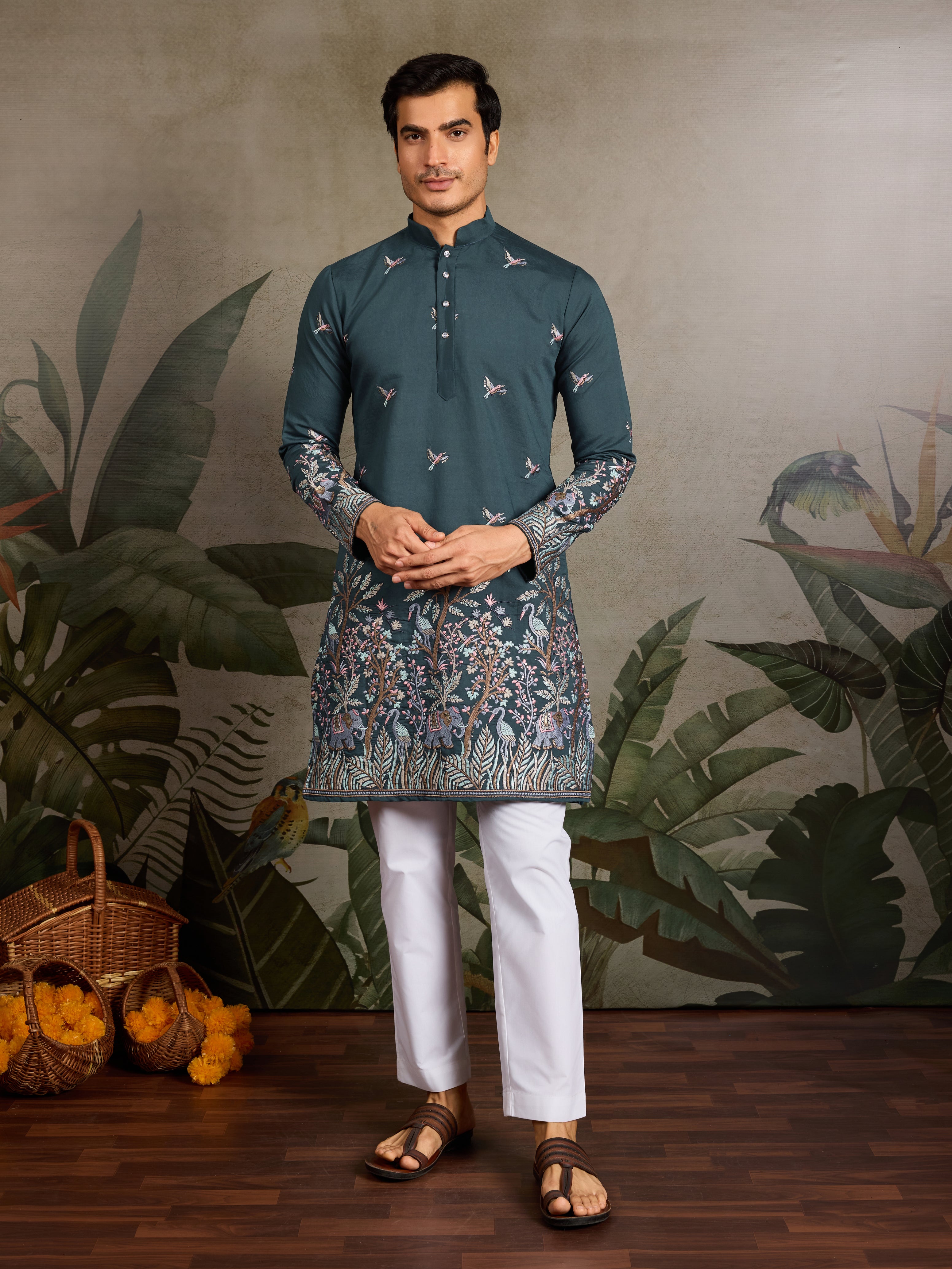 Wedding Special Elegant Festive Green Kurta for Men