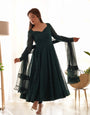Lucknowi Elegance Green Anarkali Suit