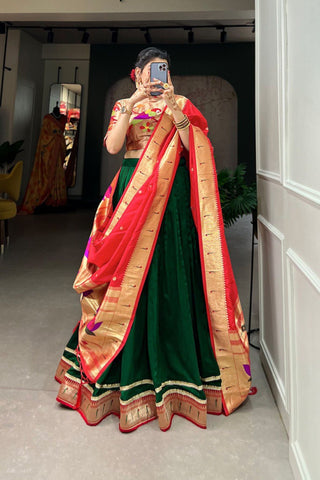 Green Paithani Silk Beautiful Lehenga Choli