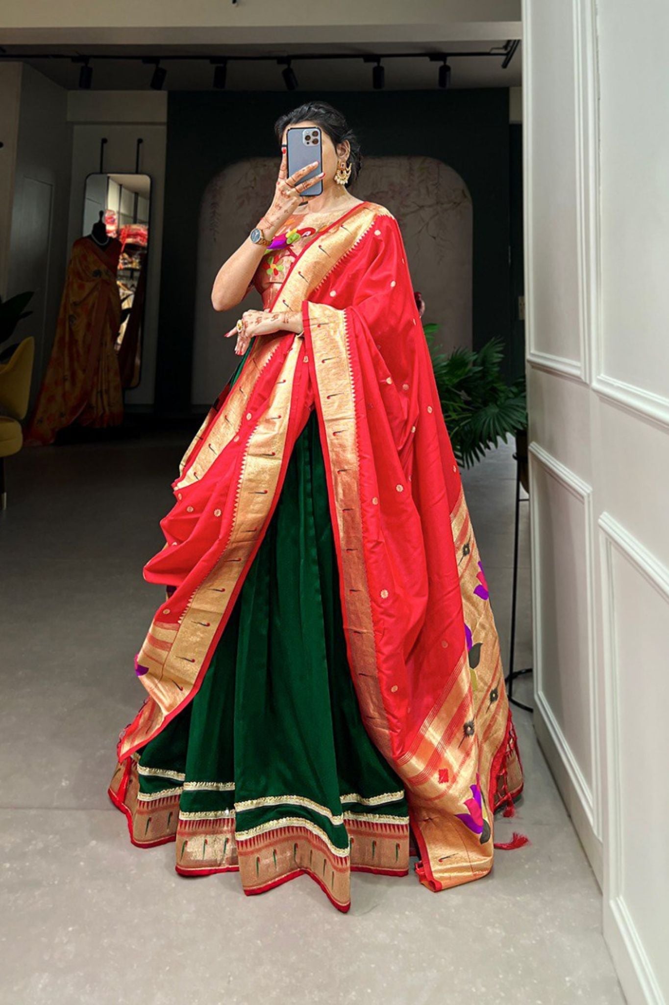 Green Paithani Silk Beautiful Lehenga Choli