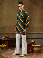 Green Rayon Real Mirror Kurta Set For Festive Wear
