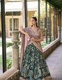 Green Tasar Silk Kalamkari Lehenga Choli with Embroidered Dupatta