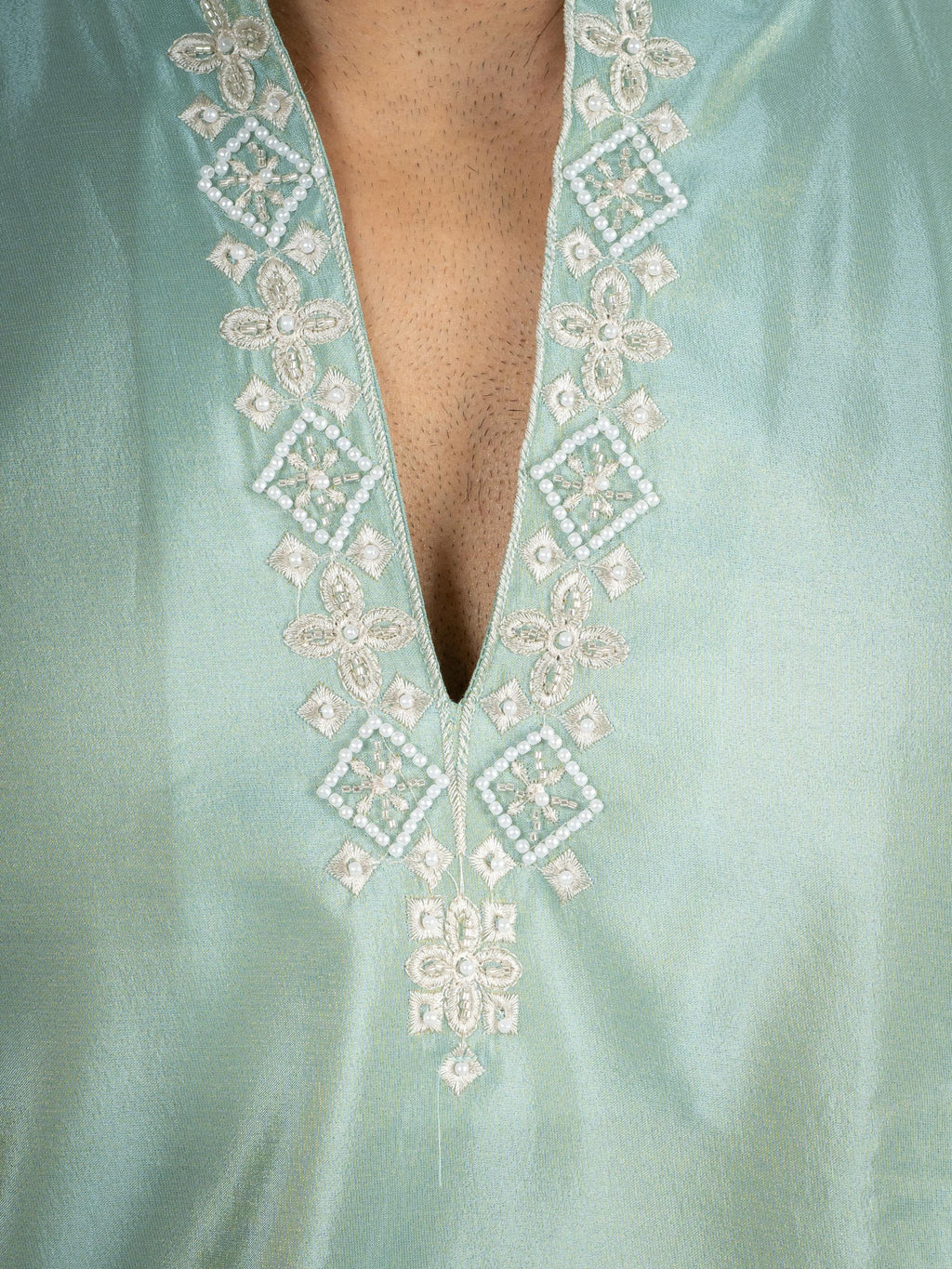Sea Green Tissue Beads Kurta Set | Tulip Designer
