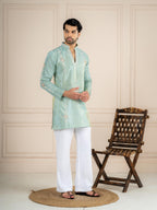 Sea Green Tissue Beads Kurta Set | Tulip Designer
