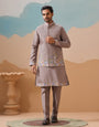 Elegant Grey Embroidered Kurta Jacket and Pant for Mens