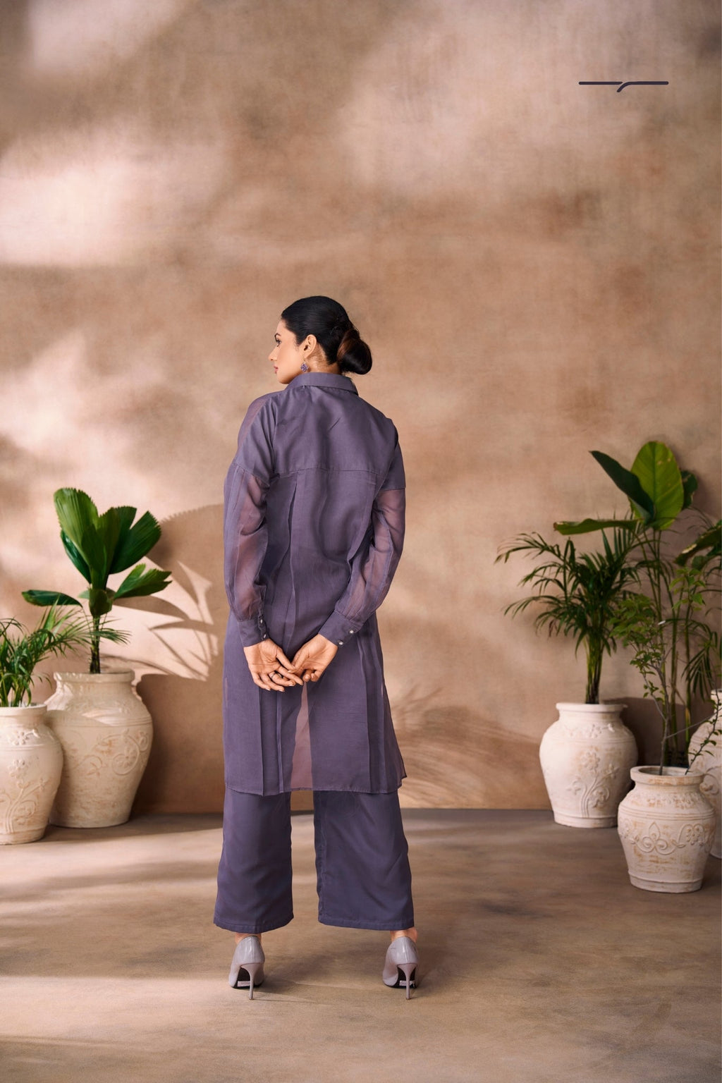 Ethereal Grey Floral Organza Ensemble Co Ord Set