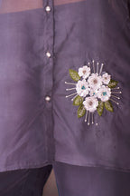 Ethereal Grey Floral Organza Ensemble Co Ord Set