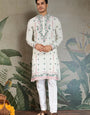 Wedding Special White Embroidered Silk Kurta
