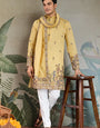 Haldi Special Yellow Embroidered Kurta Pajama Set for Men