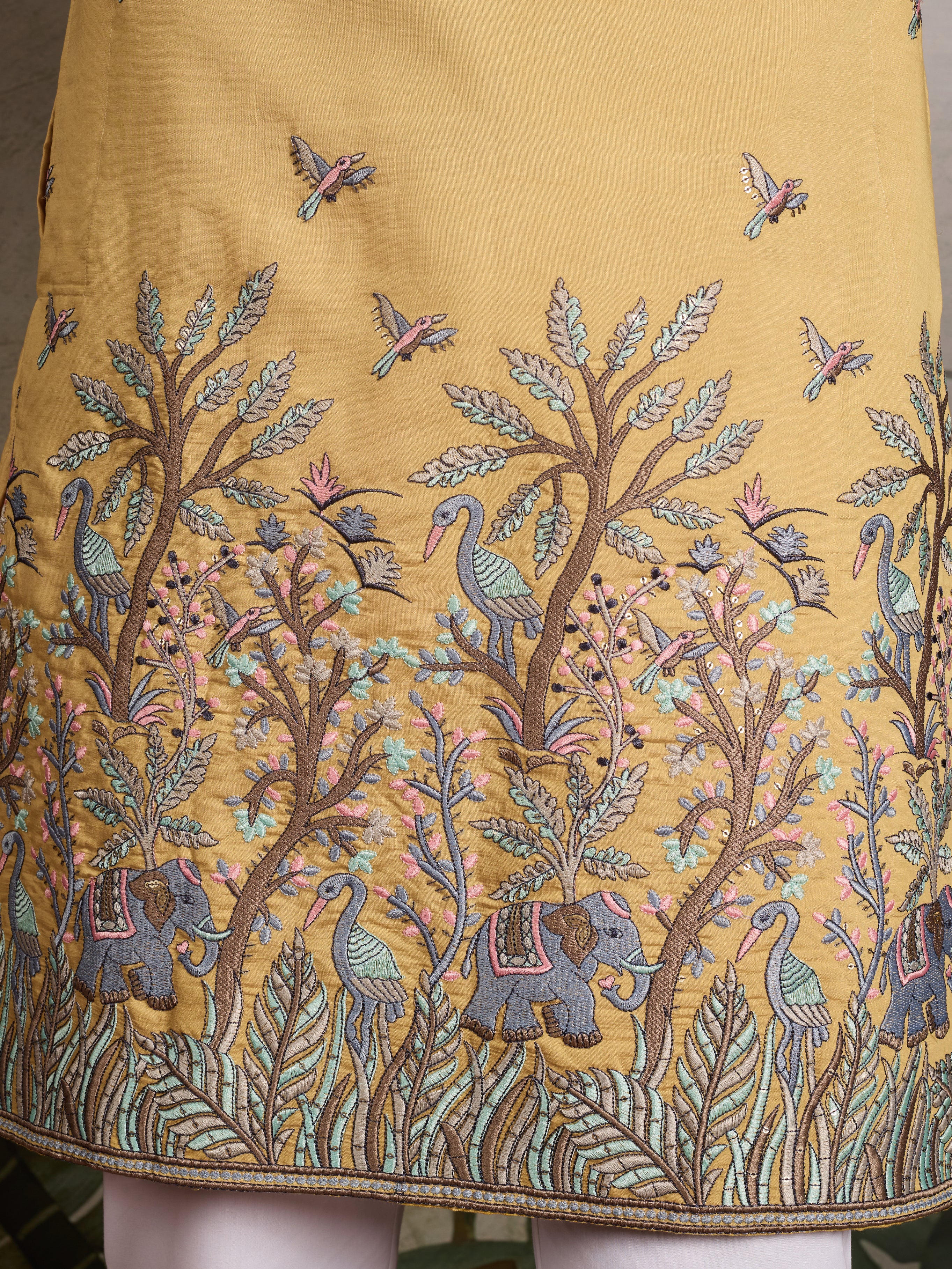 Haldi Ceremony Special Yellow Embroidered Kurta for Men