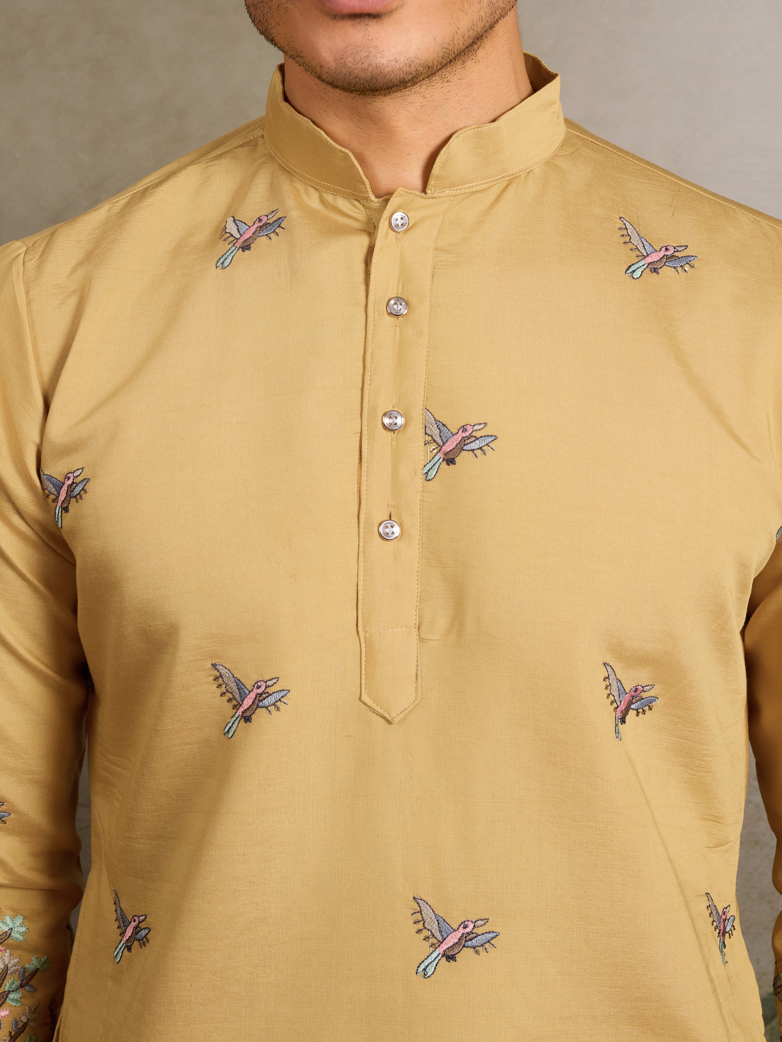 Haldi Ceremony Special Yellow Embroidered Kurta for Men