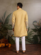 Haldi Ceremony Special Yellow Embroidered Kurta for Men