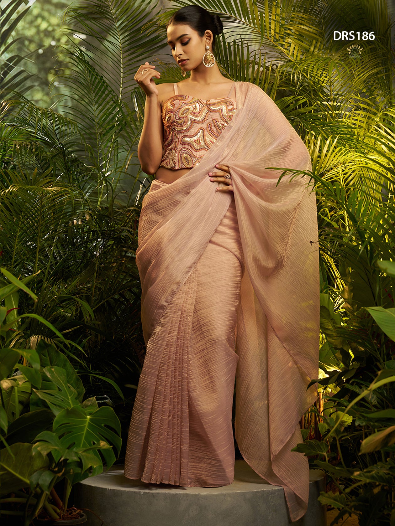 Royal Pure Tissue Designer Ready-to-Wear Saree with Heavy Embroidered Blouse
