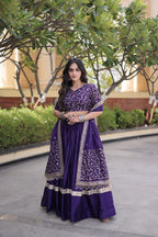 Royal Glory Satin Heavy Zari Sequins Work Lehenga Choli Set
