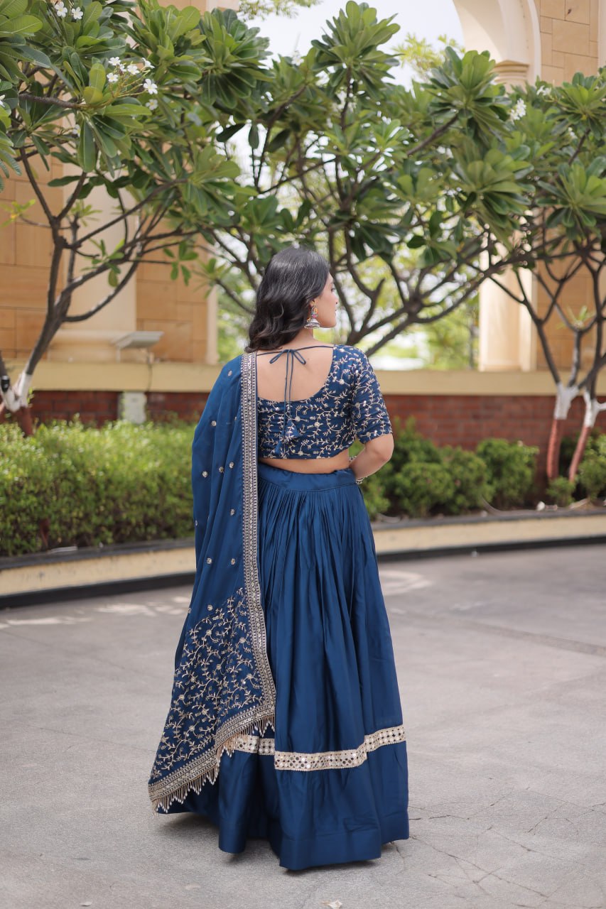 Royal Glory Satin Heavy Zari Sequins Work Lehenga Choli Set
