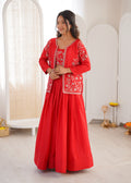 Orange Heavy Chinon Silk Matching Thread Sequin Lehenga Choli Set
