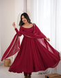 Exclusive Maroon Mal Chanderi 16 Kali Flared Anarkali Suit