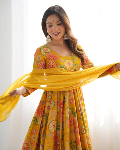 The Charm of Vibrant Traditions Yellow Top & Palazzo Suit