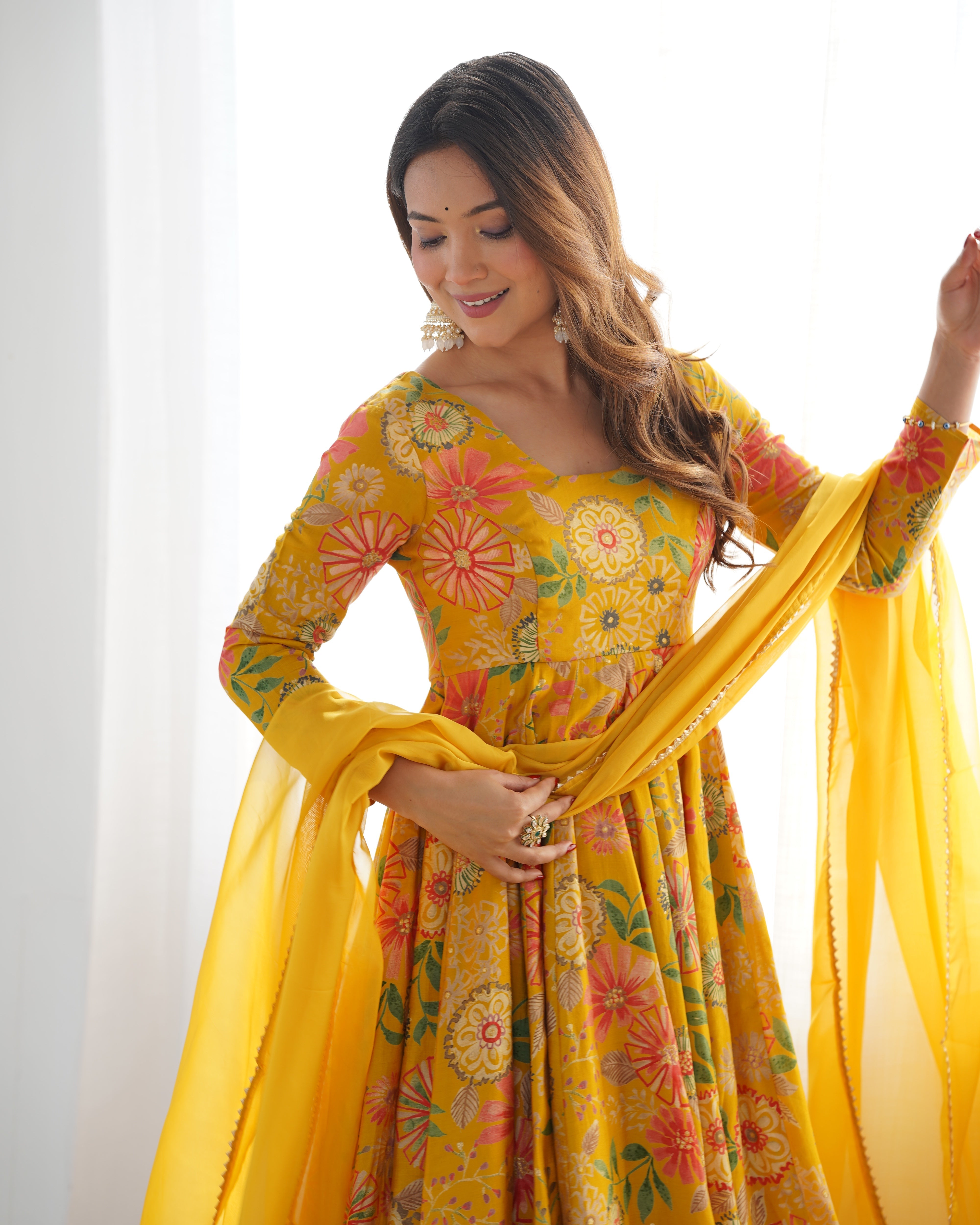 The Charm of Vibrant Traditions Yellow Top & Palazzo Suit