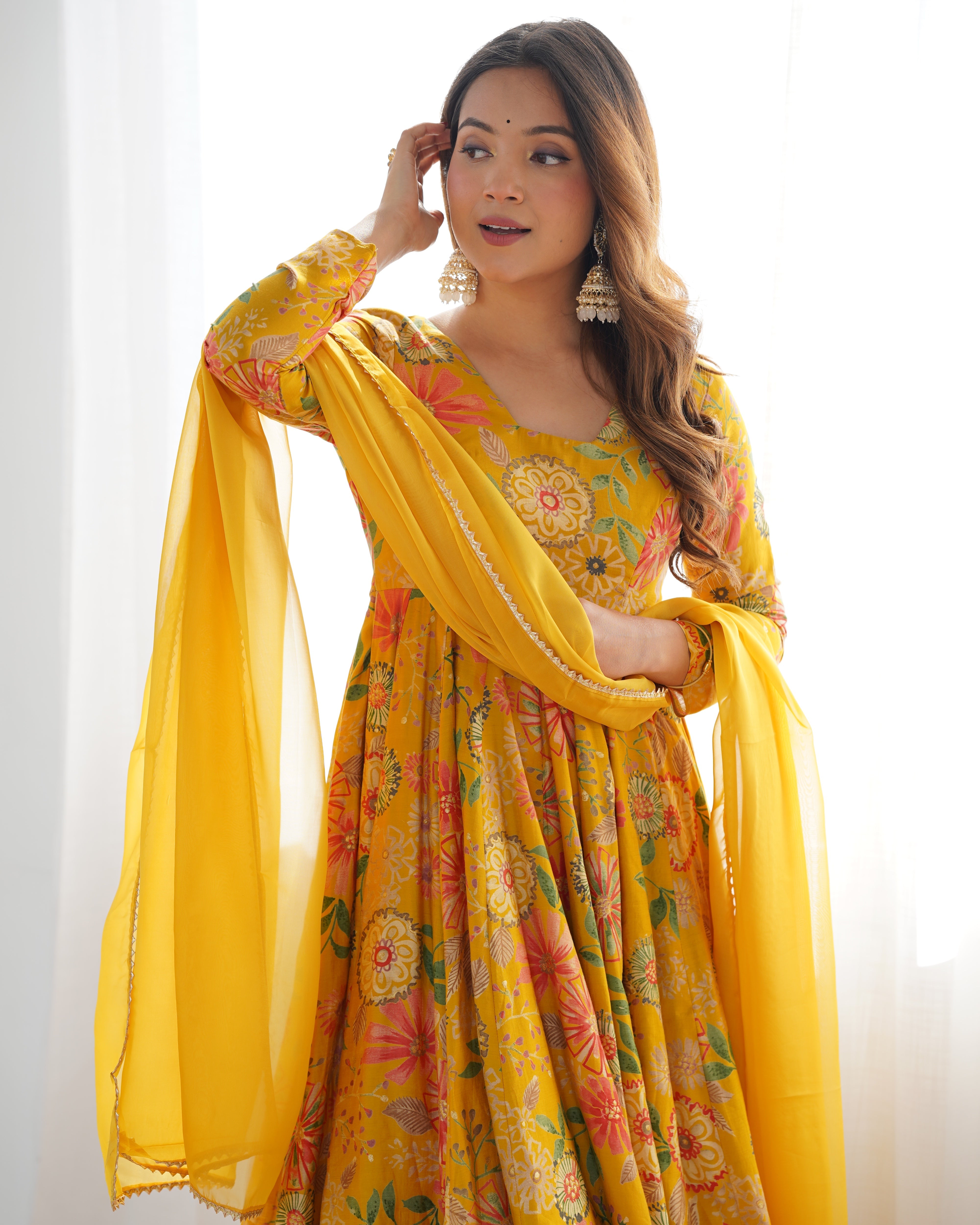 The Charm of Vibrant Traditions Yellow Top & Palazzo Suit