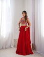 Red Pure Soft Fox Georgette Lehenga Set With Huge Flair & Dupatta