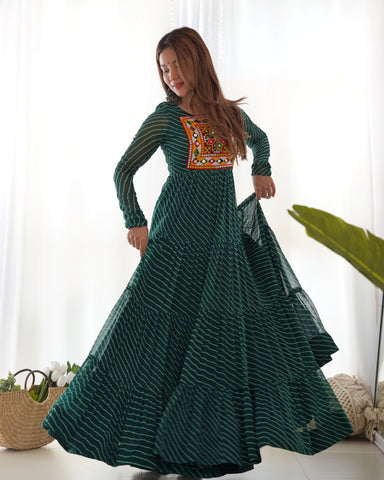 Navratri Special Georgette Laheriya Printed Anarkali Gown