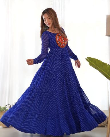 Navratri Special Georgette Laheriya Printed Anarkali Gown