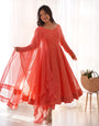 Lucknowi Elegance Peach Anarkali Suit