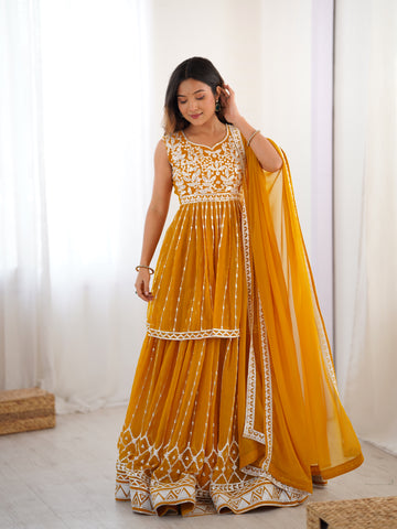 Pure Faux Georgette with 9 MM Sequence Work Women Suit Set