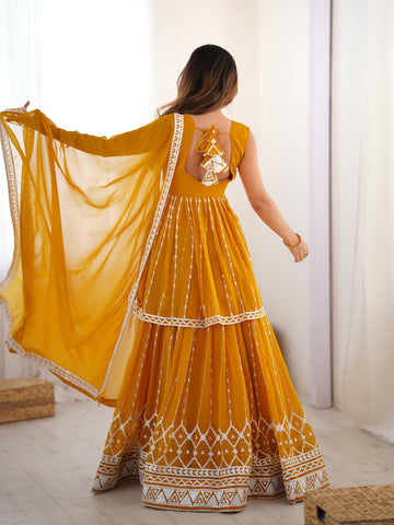 Pure Faux Georgette with 9 MM Sequence Work Women Suit Set