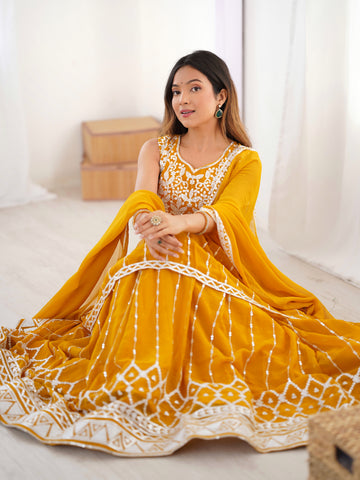 Pure Faux Georgette with 9 MM Sequence Work Women Suit Set