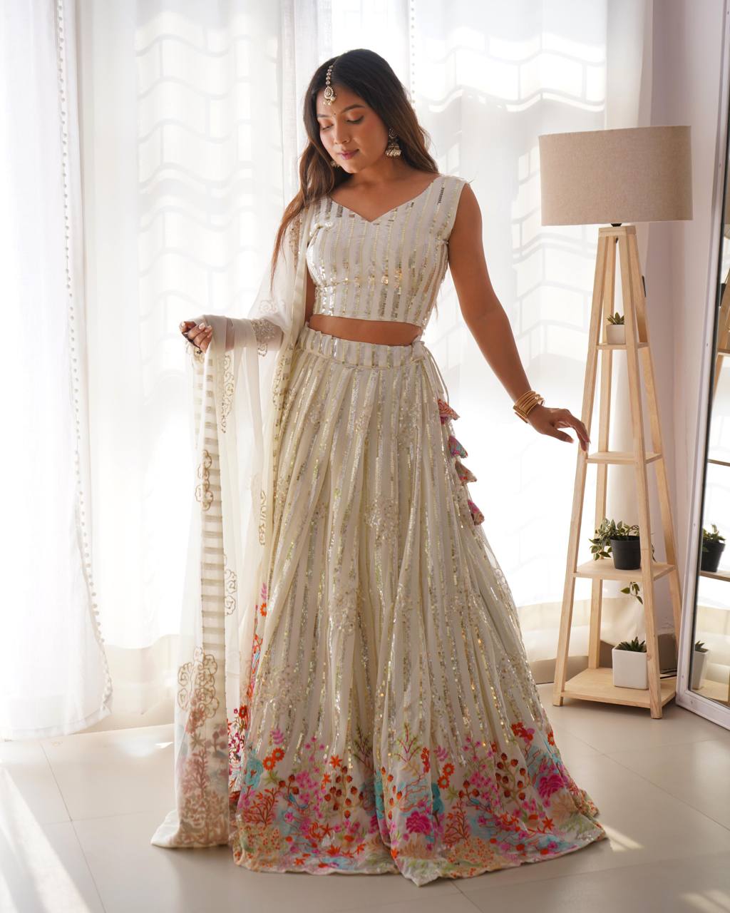 Premium Faux Georgette with Thread with Sequence work Lehenga Choli Set
