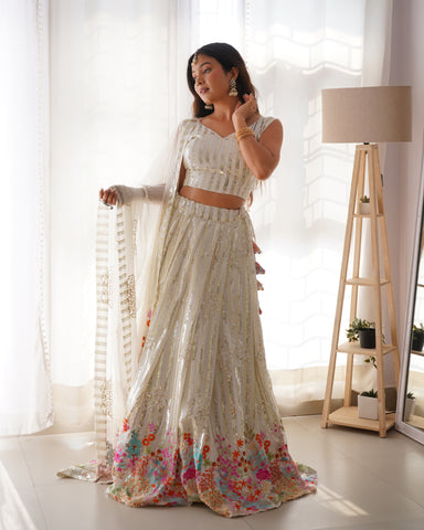 Premium Faux Georgette with Thread with Sequence work Lehenga Choli Set