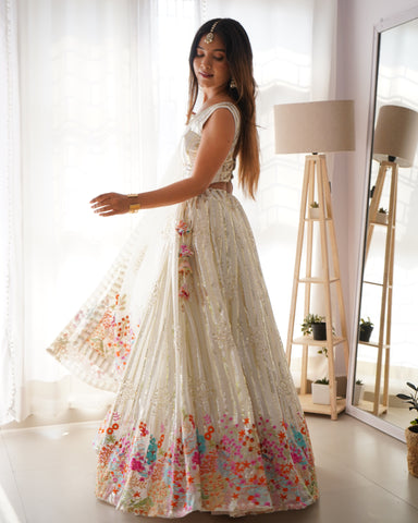 Premium Faux Georgette with Thread with Sequence work Lehenga Choli Set