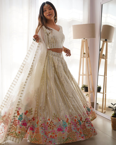 Premium Faux Georgette with Thread with Sequence work Lehenga Choli Set