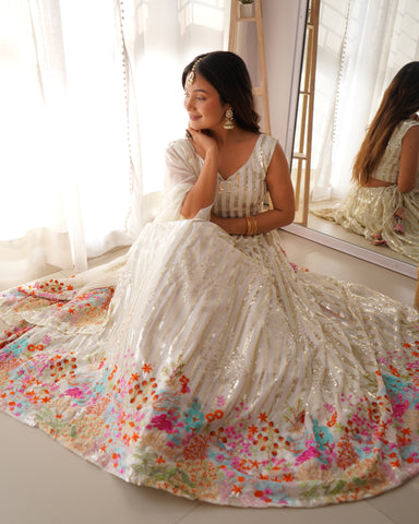 Premium Faux Georgette with Thread with Sequence work Lehenga Choli Set