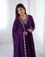 Pure Soft Faux Georgette Fully Flaired Anarkali Suit Comes With Duppatta & Pant - PURPLE
