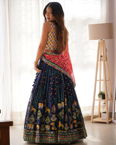 Premium Faux Georgette with Thread with Sequence work Lehenga Choli Set