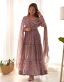 Digitally Printed Pure Soft Organza Anarkali Suit With Huge Flair Comes With Duppatta & Pant (Copy)