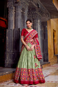 Classic Ikkat Art Tasar Silk Lehenga for Navratri Celebrations
