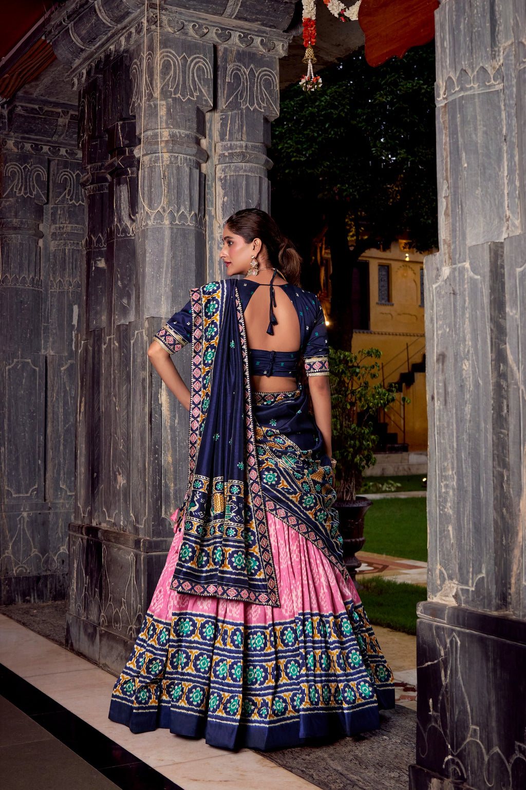 Classic Ikkat Art Tasar Silk Lehenga for Navratri Celebrations
