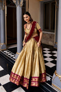 South Indian Cotton Silk Zari Lehenga Set | Tulip Designer
