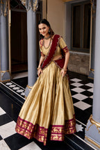 South Indian Cotton Silk Zari Lehenga Set | Tulip Designer
