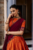 South Indian Cotton Silk Zari Lehenga Set | Tulip Designer
