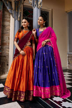 South Indian Cotton Silk Zari Lehenga Set | Tulip Designer
