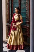 South Indian Cotton Silk Zari Lehenga Set | Tulip Designer
