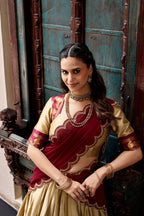 South Indian Cotton Silk Zari Lehenga Set | Tulip Designer
